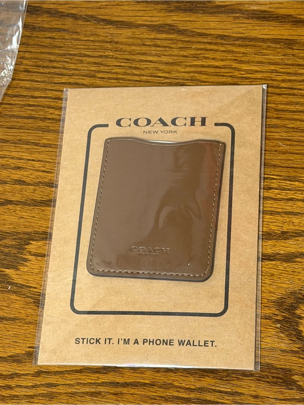 COACH Brown Leather Stick-On Phone Wallet